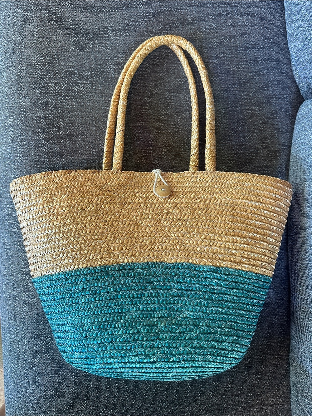 Mar Y Sol Raffia Colorblock Beach Tote Bag